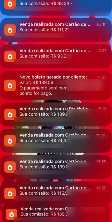 Notificações de vendas realizadas na Hotmart